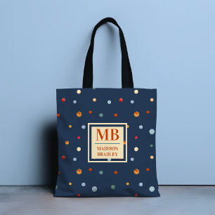 Monogram naam Kleurrijke Waterverf Chic Polka Dot Draagtas