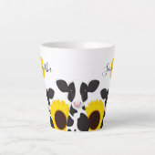 Monogram Naam Koe Floral Sunflower Latte Mok (Voorkant)