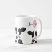 Monogram Naam Koe Roze Zwart Wit Dier Koffiemok (Voorkant rechts)