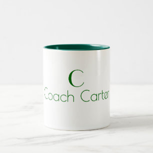 Monogram naam minimalistisch donkergroen Coach Tweekleurige Koffiemok