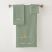 Monogram Naam Minimalistisch Gold White Script Bad Handdoek (Insitu)