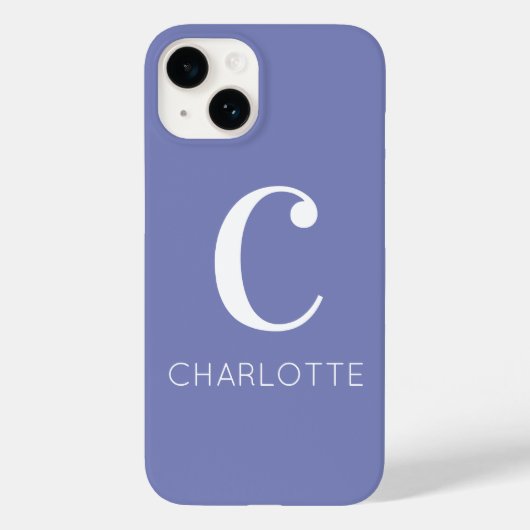Monogram naam Modern Periwinkle Case-Mate iPhone Case (Achterkant)