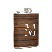Monogram naam Modern Rustic Wood White Classy Heupfles (Rechts)
