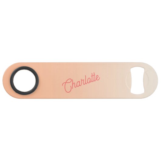 Monogram Naam Moderne Perzik Speed Flessenopener (Voorkant (Horizontaal))