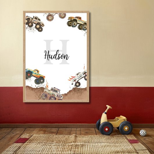 Monogram Naam Monster Truck Poster