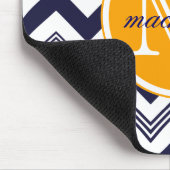 Monogram naam Navy Blue White Chevron Pattern Muismat (Hoek)