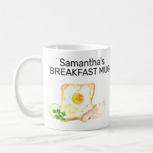 Monogram Naam Ontbijt Toast Egg Bacon Koffiemok