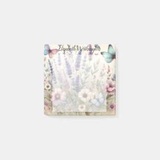 Monogram naam op vintage waterverf bloemen post-it® notes