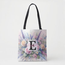 Monogram naam op waterverf Bloemen in pastels