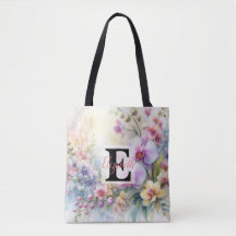 Monogram naam op waterverf Bloemen in pastels
