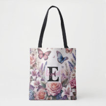 Monogram naam op waterverf Bloemen in pastels