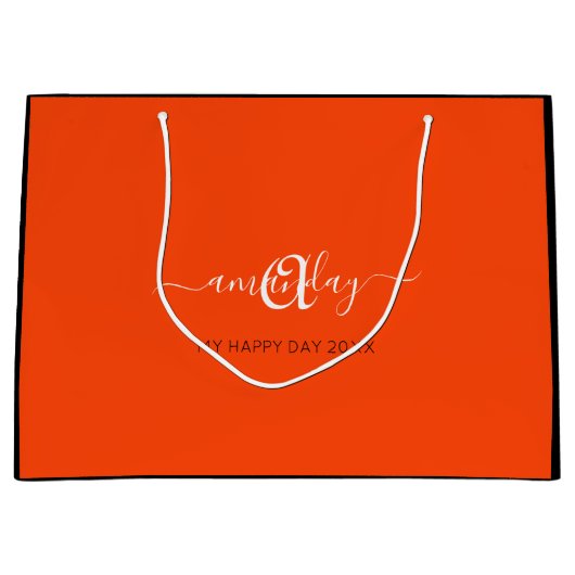 Monogram naam Oranje Bridal Sweet16th Wedding Groot Cadeauzakje (Voorkant)