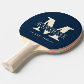 Monogram & Naam Overlay Deep Zee Blue Tafeltennisbatje (Voorkant Gekanteld)
