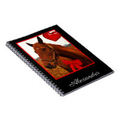 Monogram naam Paard met rood hart en boog Notitieboek (Rechterzijde)