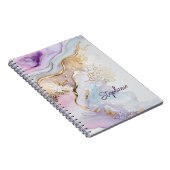 Monogram Naam Paarse Blauwe Waterverf Notitieboek (Rechterzijde)