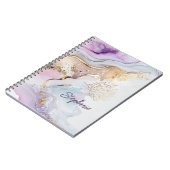 Monogram Naam Paarse Blauwe Waterverf Notitieboek (Linkerzijde)
