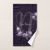 Monogram Naam Paarse Floral Violet Geometric Lijst Bad Handdoek (Handdoek)