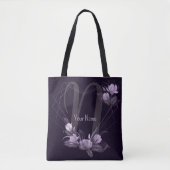 Monogram Naam Paarse Floral Violet Geometric Lijst Draagtas (Voorkant)