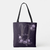 Monogram Naam Paarse Floral Violet Geometric Lijst Draagtas (Achterkant)