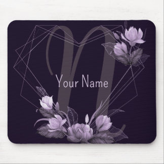 Monogram Naam Paarse Floral Violet Geometric Lijst Muismat
