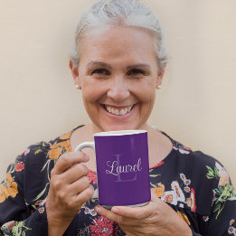 Monogram Naam Paarse koffie Mok