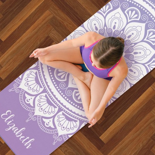 Monogram Naam Paarse Mandala Om Yoga Mat