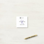 Monogram naam paarse schrijver bewerk per QR code Post-it® Notes (Op bureau)