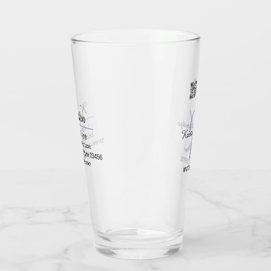 Monogram naam paarse schrijver editer QR code zake Glas (Rechts)