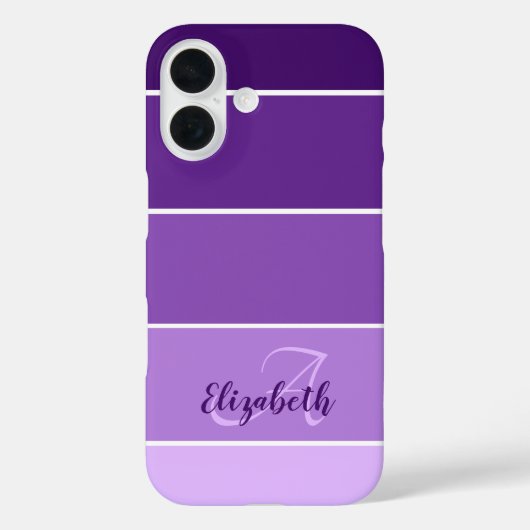 Monogram Naam Paarse Strepen Kleurenpalet Chip Case-Mate iPhone Case (Achterkant)