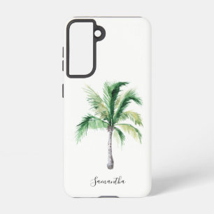 Monogram Naam Palm Tree Kustgeïndividualiseerd Samsung Galaxy Hoesje