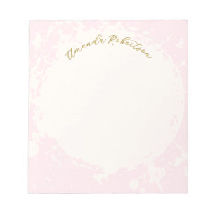 Monogram naam pastel roze goud gespatteerd stijlvo notitieblok