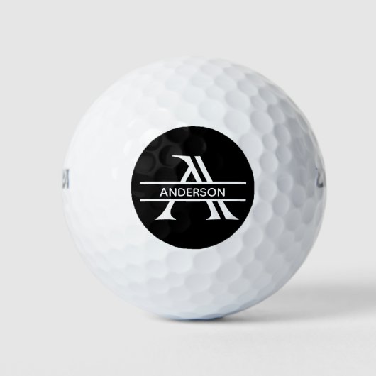 Monogram naam Persoonlijke letter A Zwart wit Golfballen (Voorkant)