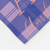 Monogram Naam Plaid Paarse Roze Fleece Deken (Hoek)