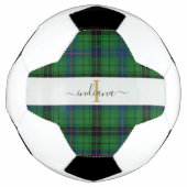 Monogram Naam Pset Typografie Rustisch Tartan Voetbal (Voorkant)