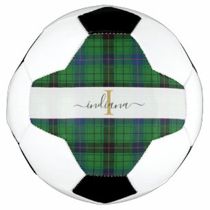 Monogram Naam Pset Typografie Rustisch Tartan Voetbal