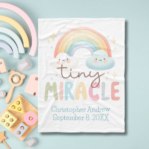 Monogram Naam Regenboog Geboorte Stats Jongen Baby Fleece Deken
