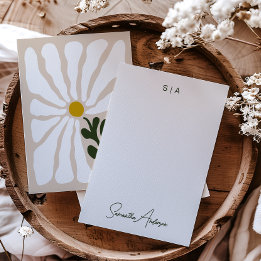 Monogram & Naam Retro Vintage-Stijl Aardse Bloemen Notitiekaartje
