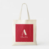 Monogram naam Rode Polka Dots Tote Bag (Achterkant)