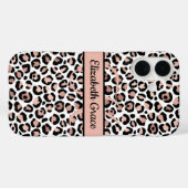 Monogram naam Roos Gold Black Leopard Print Case-Mate iPhone Case (Achterkant (horizontaal))