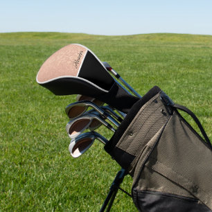 Monogram naam Roos Gold Black White Script Golfheadcover