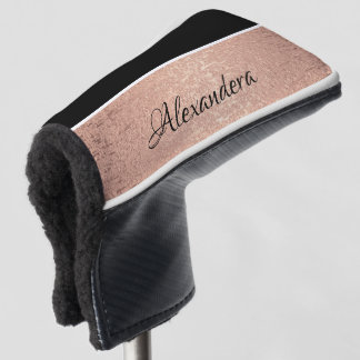 Monogram naam Roos Gold Black White Script Golfheadcover