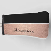 Monogram naam Roos Gold Black White Script Golfheadcover (Voorkant)