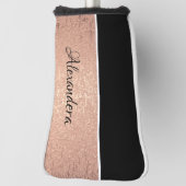 Monogram naam Roos Gold Black White Script Golfheadcover (Draai 90)