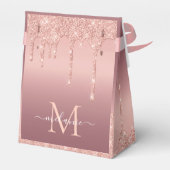 Monogram Naam Roos Gold Blush Glitter Favor Box Bedankdoosjes (Achterkant)