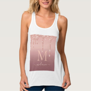 Monogram Naam Roos Gold Blush Glitter Tanktop