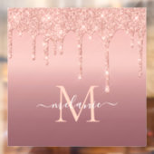 Monogram Naam Roos Gold Blush Glitter Window Cling Raamsticker (Vel 2)