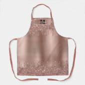 Monogram Naam Roos Goud Dripping Metallic Glitter Schort (Voorkant)