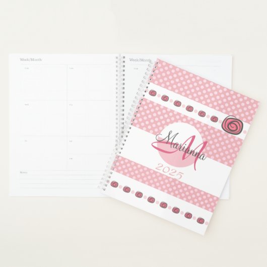 Monogram Naam Roze 2025 Modern Planner (Display)