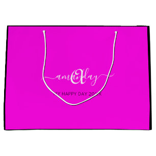 Monogram Naam Roze Bridal Sweet16th Wedding Groot Cadeauzakje