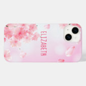 Monogram Naam Roze Floral Feminine  Case-Mate iPhone Case (Achterkant (horizontaal))